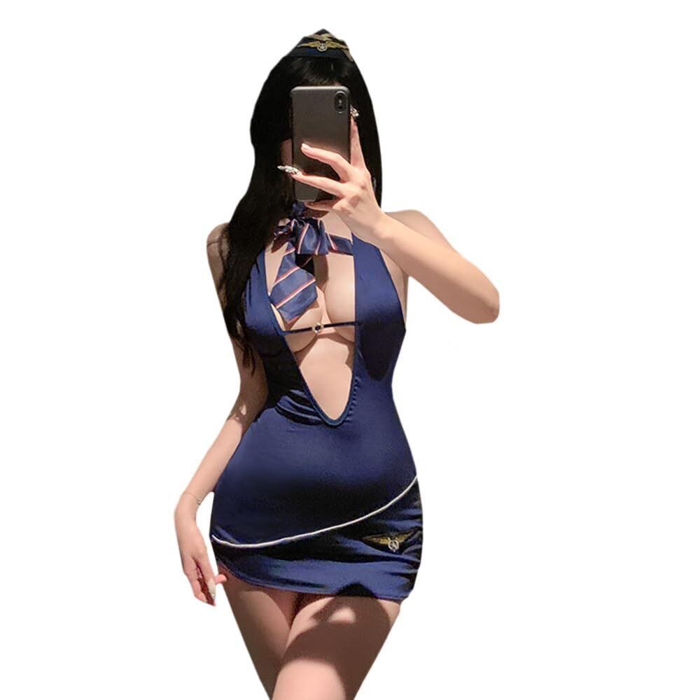 3525 sexy flight attendant cosplay lingerie outfit dress airline stewardess